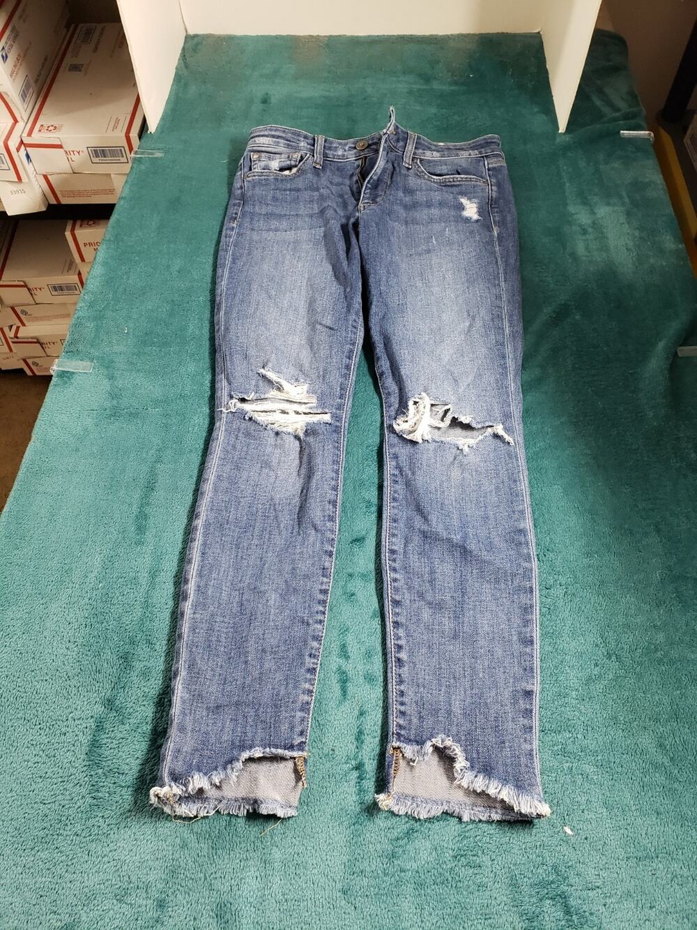 Joes Jeans Size 27 Womens Blue Pants Stretch Fray Hem Mid Rise Skinny Ankle